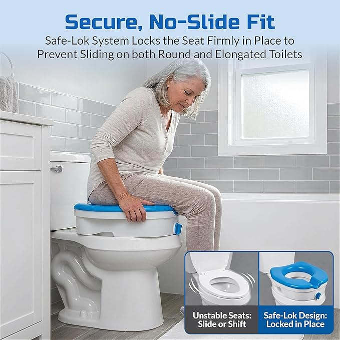 Platinum Health Soft-TOP 2.0 Deluxe Padded Raised Toilet Seat. Soft, Warm Padded Elevated Riser for Elongated/Round Toilets. Adds 5.5 Inches in Height for Safe Toileting. (no armrests)
