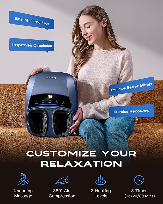 KINGJOY Foot Massager with Heat - Professional Shiatsu Deep Kneading for Neuropathy & Plantar Fasciitis Relief | 2026 Upgraded Model | Gifts for mom