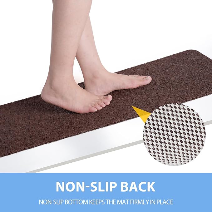 Hargiis Non-Slip Bathtub Mat, Anti Slip Shower Mat, Fast Drying Bathtub Mats, Foot Scrubber Mat, Anti Slip Mat for Tub, Floor, Bathroom, Kitchen, Home, Hotel (Brown 40"×28")