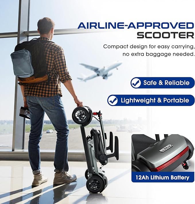 Electric Mobility Scooter for Adults 4 Wheel Mobility, 265lbs Max Weight 12AH Lithium
