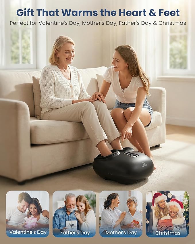COMFIER Shiatsu Foot Massager with Heat,Vibration,Rolling Compression,Feet Massager for Plantar Fasciitis,Neuropathy Pain,Home Office Use,Fits Size up to 13IN,for Dad,Mom