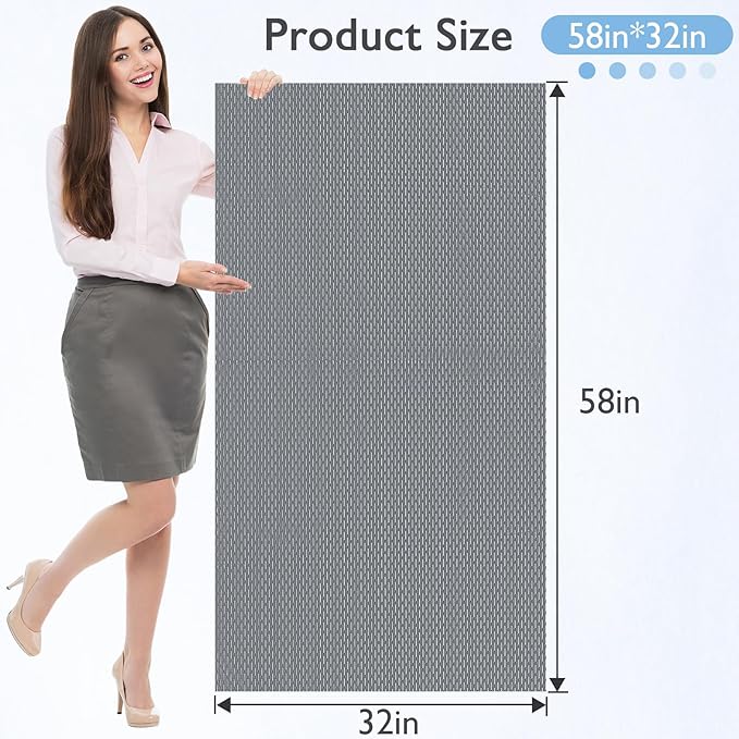 Extra Large Non-Slip Shower Mat, Fast-Dry PVC Bath Stall & Tub Mat, Drain-Hole Design,for Shower Stall Tub for Elderly/Kids，Non Slip Bathroom Safety Accessory，Gray 32"x58"