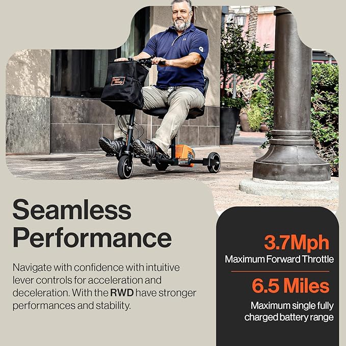 SuperHandy Passport Mobility Scooter for Adults- Foldable, 3 Wheel, Airline Travel Friendly - 13 Mile Range, Includes 2 Removable 44.4V Lithium-ion Batteries & Charger (275 Lbs)
