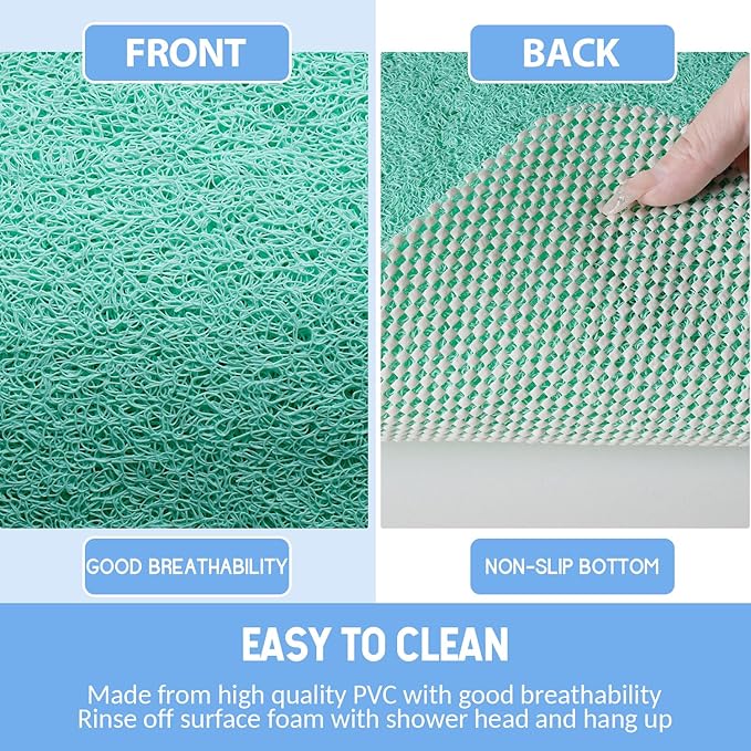 Hargiis Non-Slip Bathtub Mat, Anti Slip Shower Mat, Fast Drying Bathtub Mats, Foot Scrubber Mat, Anti Slip Mat for Tub, Floor, Bathroom, Kitchen, Home, Hotel (Light Green 24"×24")