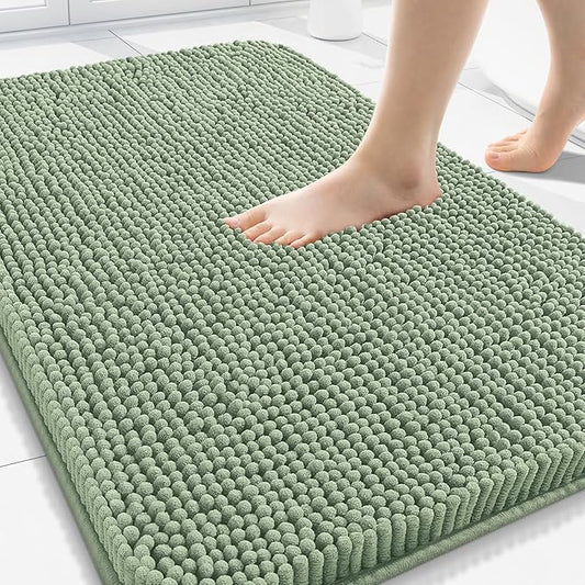 Arotive Bathroom Rugs 34x21, Extra Soft Absorbent Shaggy Chenille Bath Rugs, Machine Washable Rubber Backing Non-Slip Bath Mats for Bathroom Floor Tub and Shower, Home Decor Accessories, Sage Green
