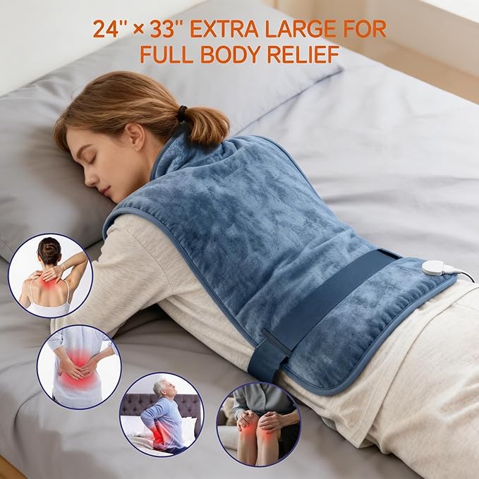 Wearable Heating Pad for Back Neck and Shoulders, Heating Wrap for Pain Relief, Gifts for Mom Grandma Women, Birthday Gifts for Women Men, Gifts for Women, Mothers Day Gifts