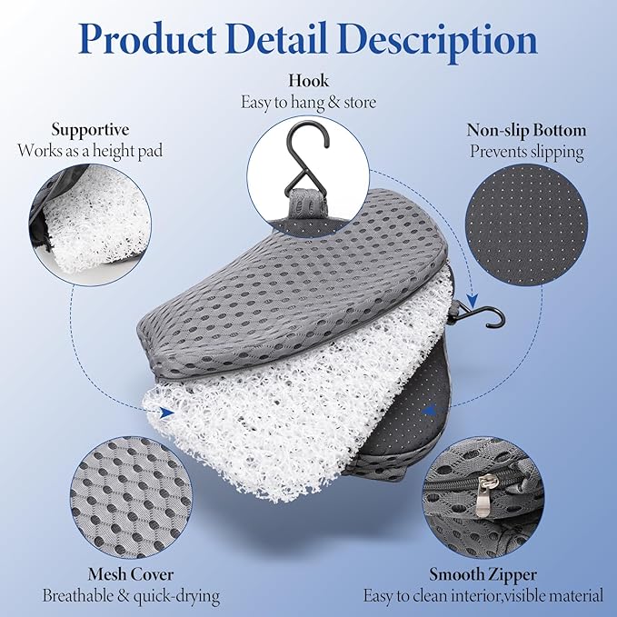 U Shaped Shower Seat Cushion, Quick Drying Shower Chair Cushion, Bathtub Chair Pad with 4D Air Fiber Materia, Shower Seat Mat with Mesh Cover and Hook, for Elderly, Senior, Handicap, Disabled