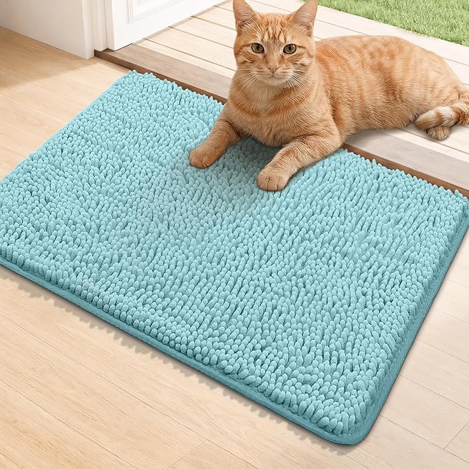 Bcoimo Super Absorbent Cat Door Mat, 24"*17" Anti Slip Mat for Muddy Paws, Pet Rugs for Dirty Paws Washable that Absorbs Moisture and Dirt, for Cat Cage and Pet Resting Carpet