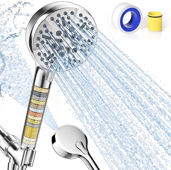 Filtered Shower Head with Handheld – High Pressure Hand Held Shower Head for Hard Water with Filters, 79" Long Hose & Powerful Wide Fan Spray, Removes Chlorine and Impurities (Chrome)
