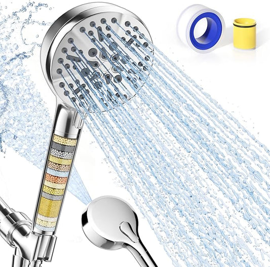 Filtered Shower Head with Handheld – High Pressure Hand Held Shower Head for Hard Water with Filters, 79" Long Hose & Powerful Wide Fan Spray, Removes Chlorine and Impurities (Chrome)