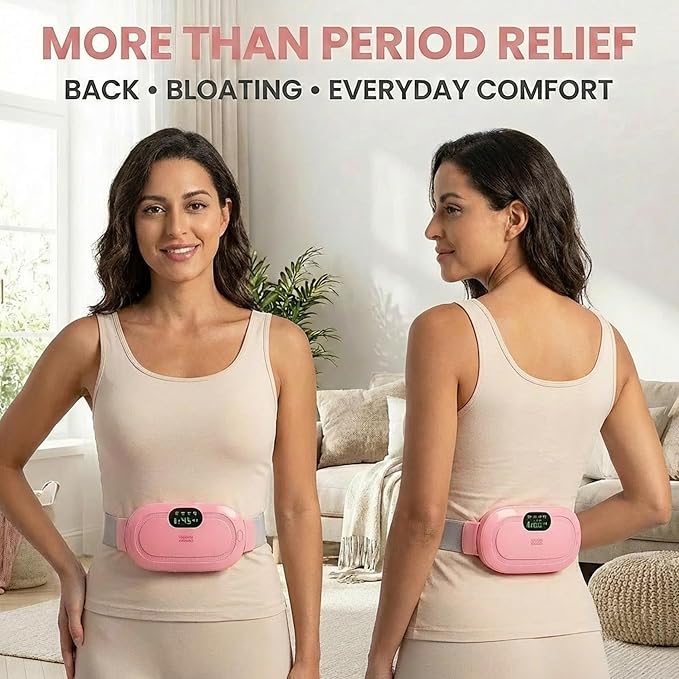 Heating Pad for Period Cramps – FSA-HSA Eligible – Cordless Portable Electric Wearable Heating Belt with Massage – USB Rechargeable Heat Wrap for Menstrual Pain Relief, Back, Abdomen, PMS