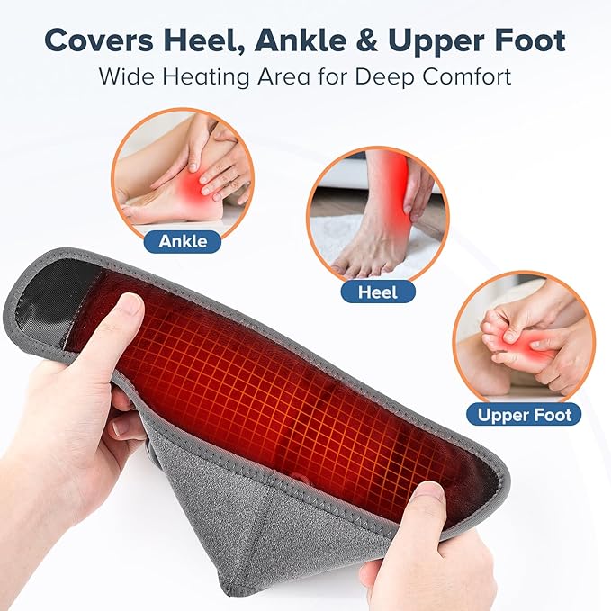2 Pack Cordless Ankle Massager for Pain Relief, Ankle Heating Pad with Massage, HSA Eligible FSA, Foot Massager for Neuropathy, Heated Foot Massager, Foot Ankle Massager, Gray
