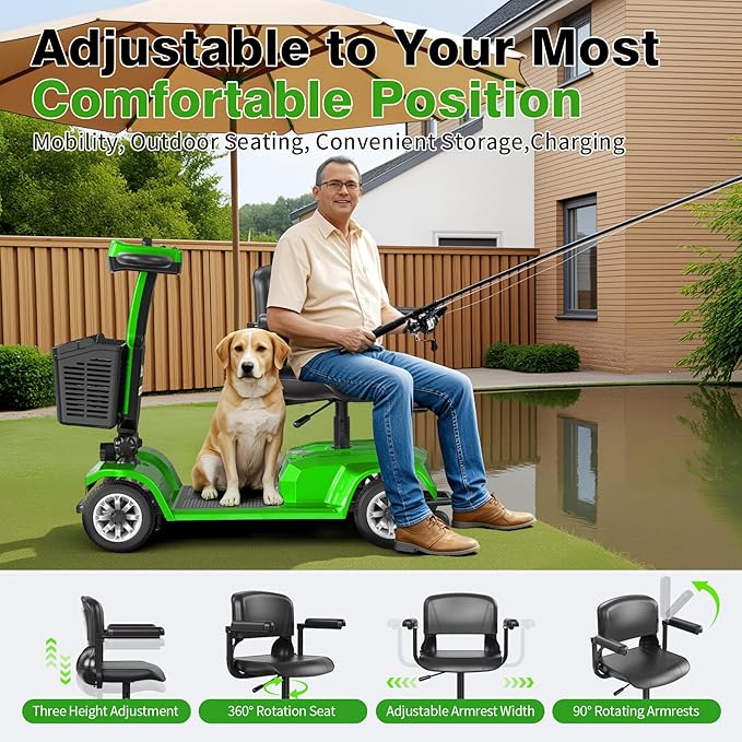 Heavy Duty Mobility Scooter for Seniors, Red,420 lbs Capacity -12.4 Miles Range 4 Wheel Electric Scooter with Seat, 20° Hill Climb, 300W Motor, Easy to Operate and Foldable