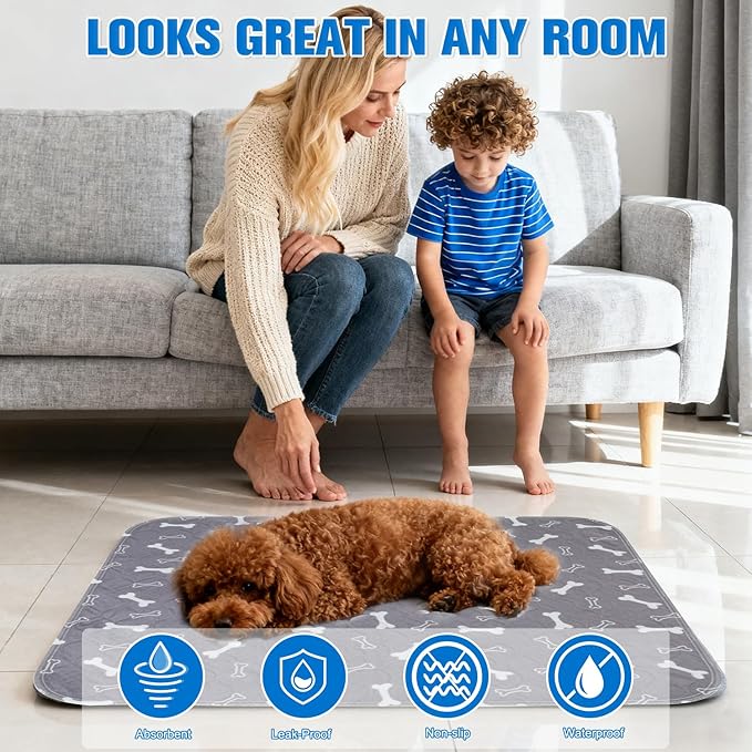 Puppy Pee Pads for Dogs,Upgraded Reusable Puppy Pads with Pheromones,Washable Pet Pads for Dogs & Cats,Durable Leak-Proof & Anti-Slip Pet Training Pads for Home & Travel (M:28" × 32")