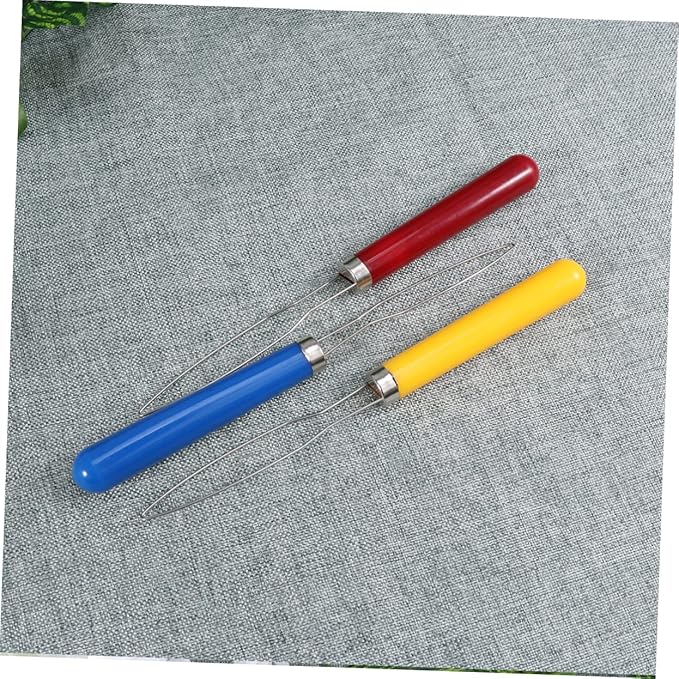 Stainless Steel Button Hook Helper Ziers Button Assist Device Ergonomic Grip Red Yellow Patterns for Elderly Disabled
