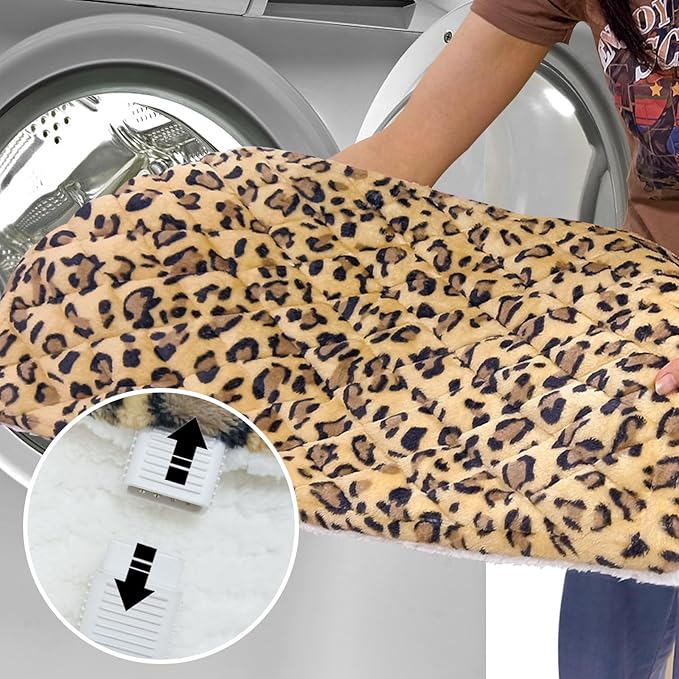Full Weighted Electric Heating Pad for Back Pain & Period Cramps Relief, Heat Pad with 12 Heat Settings, Plush 2.3LB Hot Weighted Heated Pad (Leopard Print, 12''×24'' BZ Brown)