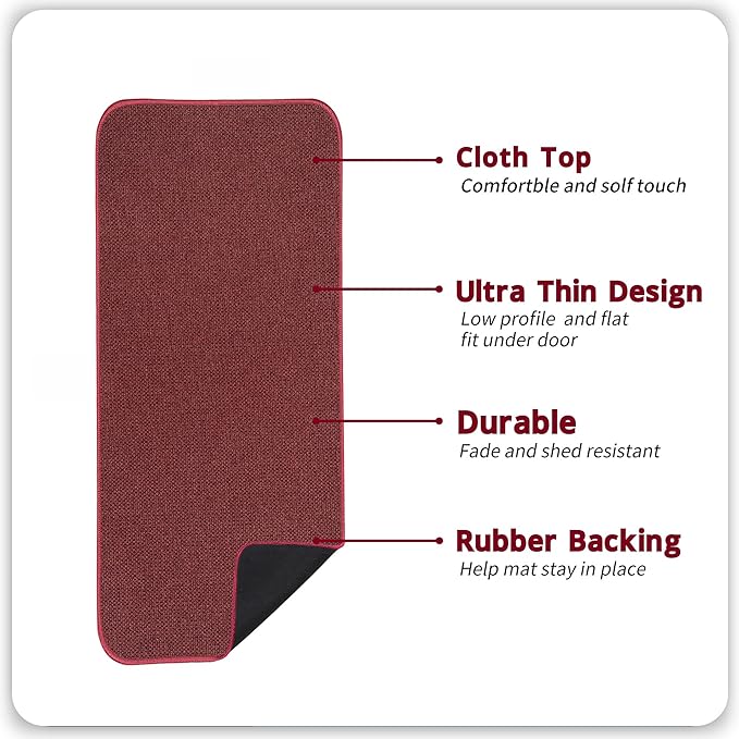 Bosap Bath Mat,Ultra Thin Bathroom Runner Rugs,Large Bath Mats for Bathroom,Quick Dry,Non-Slip,Machine Washable,Low Pile,Bath Rug,Shower Outside,Sink,Home Decor Accessories.Red,2'x5'（24x60inch）
