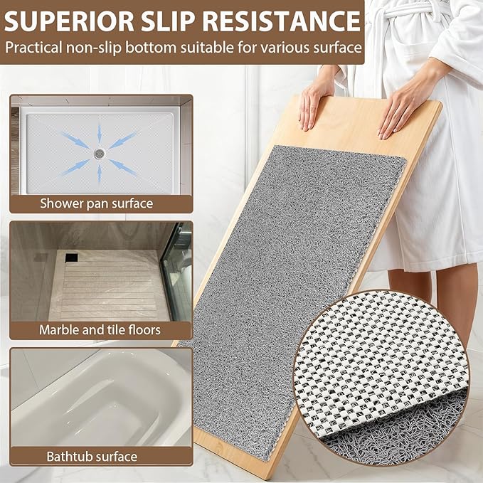 Shower Mat Non Slip: 39.4 x 27.5 Inch Extra Large Shower Mats for Inside Shower with Drain Hole - Soft PVC Loofah Anti Slip Shower Stall Mat for Walk-in Shower and Bathroom, Quick Drying
