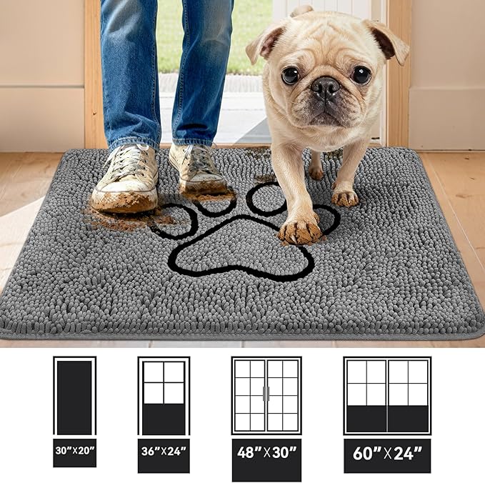 Bcoimo Super Absorbent Dog Door Mat, 36"*24" Anti Slip Mat for Muddy Paws, Pet Rugs for Dirty Paws Washable that Absorbs Moisture and Dirt, for Dog Cage and Pet Resting Carpet