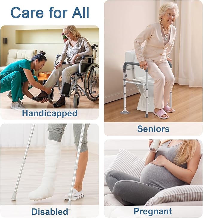 HOMLAND Toilet Safety Rails for Seniors, Adjustable Height & Width 350lb Toilet Handles for Elderly and Disabled, Foldable Toilet Safety Frame, Fit Any Toilet