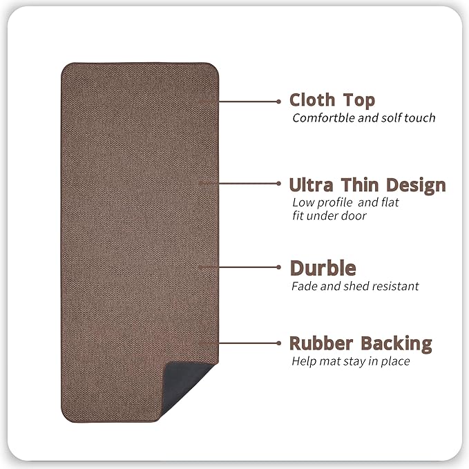 Bosap Bath Mat,Ultra Thin Bathroom Runner Rugs,Large Bath Mats for Bathroom,Quick Dry,Non-Slip,Machine Washable,Low Pile,Bath Rug,Shower Outside,Sink,Home Decor Accessories.Brown,3'x6'(36x72inch)