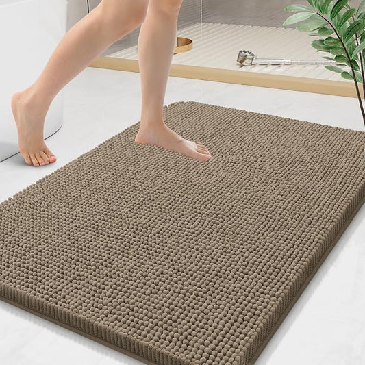 Arotive Bathroom Rugs 36x24, Extra Soft Absorbent Shaggy Chenille Bath Rugs, Machine Washable Rubber Backing Non-Slip Bath Mats for Bathroom Floor Tub and Shower, Home Decor Accessories,Camel