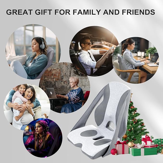 Lumbar Support Pillow for Office Chair, Back Support for Chair, Recliner, Gaming Chair, Ergonomic Memory Foam Car Seat Cushion for Back Tailbone Sciatica Pain Relief Wheelchair Travel