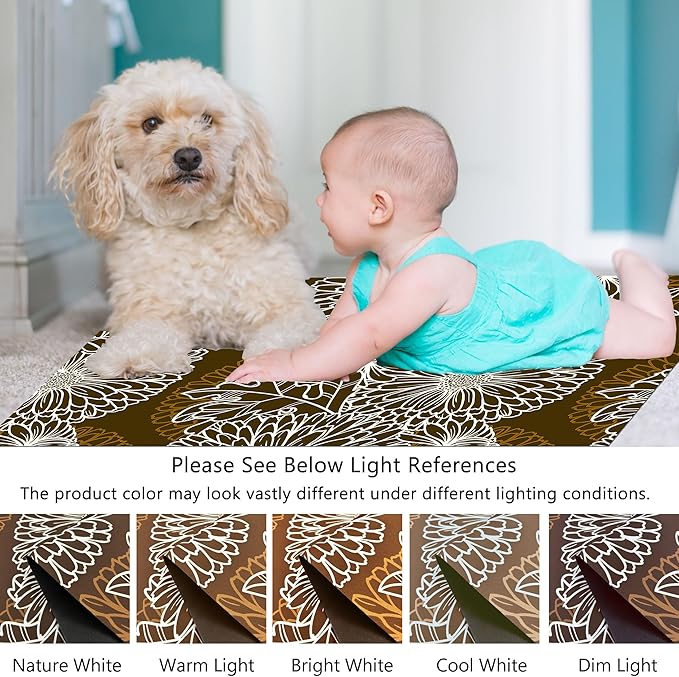 1/10 Inch Ultra Thin 24"×35" Large Front Door Mat Indoor Entrance Inside Non Slip, Waterproof Rubber Kitchen Mat and Interior Home Washable Door Mat, Coffee Brown