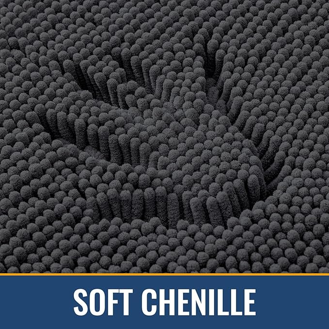 Arotive Bathroom Rugs 47x32, Extra Soft Absorbent Shaggy Chenille Bath Rugs, Machine Washable Rubber Backing Non-Slip Bath Mats for Bathroom Floor Tub and Shower, Home Decor Accessories, Dark Grey