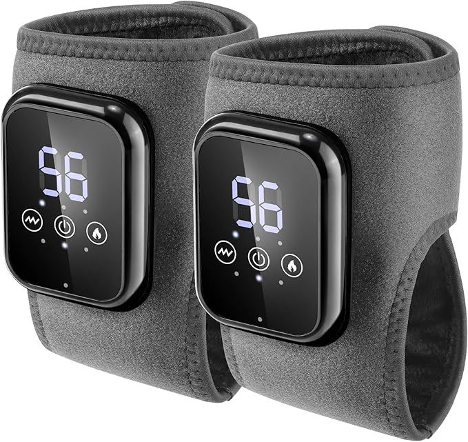 2 Pack Cordless Ankle Massager for Pain Relief, Ankle Heating Pad with Massage, HSA Eligible FSA, Foot Massager for Neuropathy, Heated Foot Massager, Foot Ankle Massager, Gray