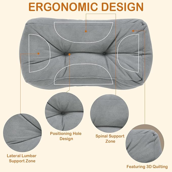 Lumbar Support Pillow Small Lower Back Pillow for Office Chair, Car Seat, and Desk Chair Ergonomic High-Elasticity Cushion for Pain Relief and Comfort on Sofa, Bed, or Travel (Blue)