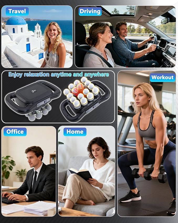 UFFAE 16-Head Massage Gun, Deep Tissue Percussion Massager with 9 Modes & 9 Intensities, 2600mAh Battery Back Massager for Pain Relief Deep Tissue for Muscle Pain Relief in Back, Legs, Shoulders