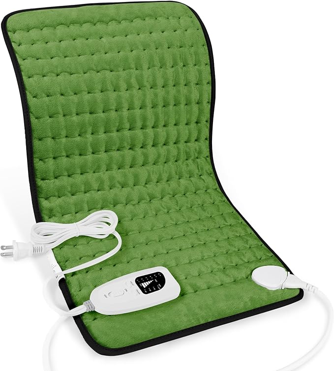 Deepsoon Heating Pad,Electric Heating Pads for Back,Neck,Moist Heating Pad for Abdomen Shoulder Knee Legs,Dry/Moist Heat&Auto Shut Off,Mother's Day Birthday for Men and Women,Green Black,24x12 Inch