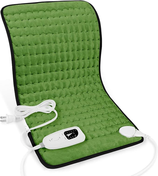 Deepsoon Heating Pad,Electric Heating Pads for Back,Neck,Moist Heating Pad for Abdomen Shoulder Knee Legs,Dry/Moist Heat&Auto Shut Off,Mother's Day Birthday for Men and Women,Green Black,24x12 Inch