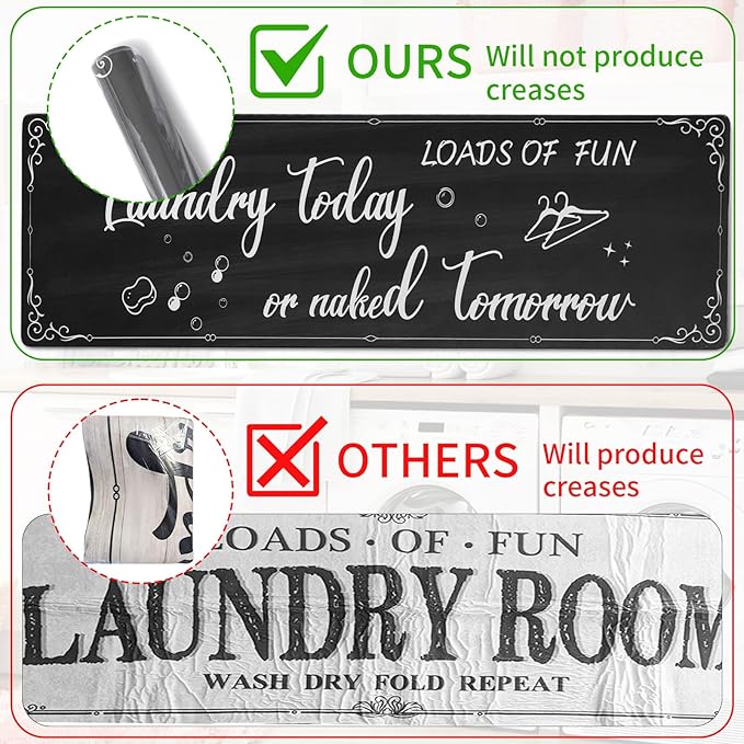 XLHOMO Laundry Room Rug Runner, 17"x60" Non Slip Nappa Leather Laundry Rugs, Black Farmhouse Washable Floor Laundry Mats for Laundry Room, Kitchen, Washroom, Bathroom, Mudroom, Hallway Entryway Decor