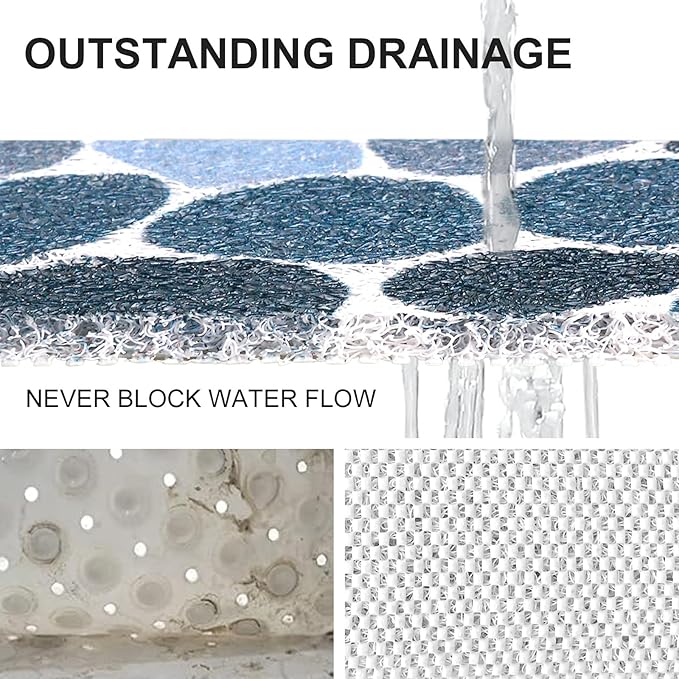 Extra Large Shower Mat: 24 X 36 Inch Stylish Shower Mats for Inside Shower - Soft PVC Loofah Trimmable Non Slip Shower Mat for Elderly, Quick Drying