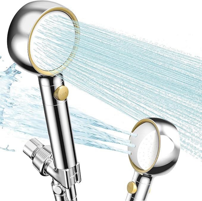 Latest High Pressure Filtered Shower Head With Handheld With 360° Rotating Panel,5 Spray Modes,Anti-Clog Nozzles,Hard Water Filter,59" Stainless Steel Hose&Adjustable Zinc Alloy Bracket,For Families