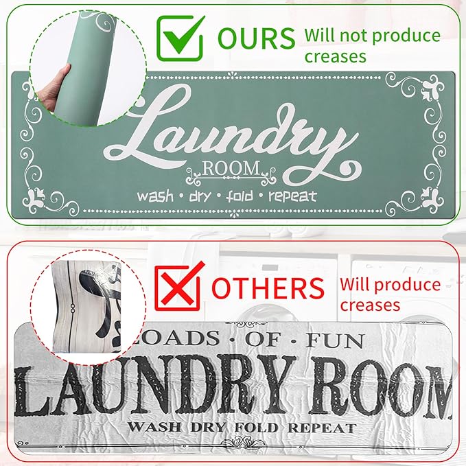 XLHOMO Laundry Room Rug Runner, 17"x60" Non Slip Teal Nappa Leather Laundry Rugs, Farmhouse Washable Floor Laundry Mats for Laundry Room, Kitchen, Washroom, Bathroom, Mudroom, Hallway Entryway Decor