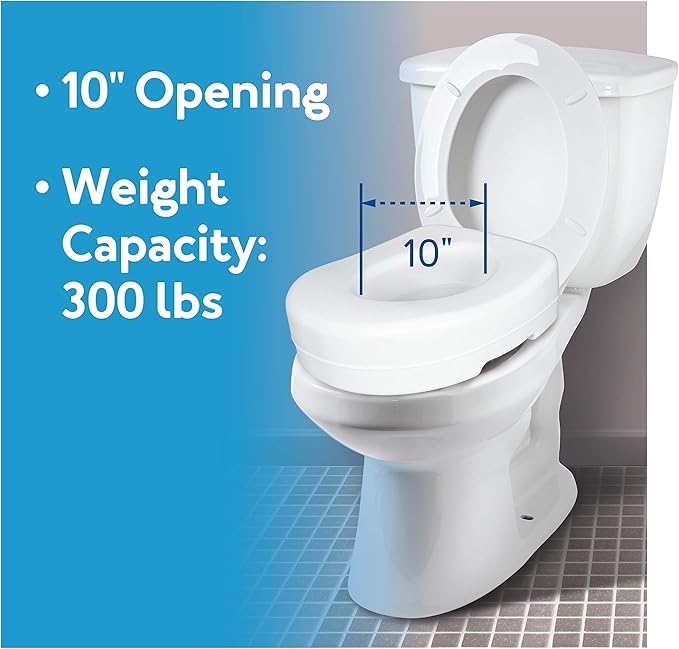 Carex Toilet Seat Riser, 5.5 Inch, Toilet Seat Risers for Seniors, Raised Toilet Seat, Supports 300lbs, Slip-Resistant, Toilet Riser, Elevated Toilet Seats