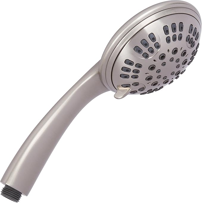 Aqua Elegante 6 Function Luxury Handheld Shower Head - Adjustable Pressure Rainfall Spray With Removable Nozzle, Brushed Nickel