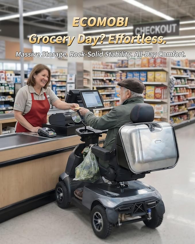 Ecomobi All-Terrain Heavy Duty Mobility Scooter for Seniors & Adults, 1000W Powerful Motor, 550 lbs Weight Capacity, 32 Mile Extended Range, 9 MPH, 13” Pneumatic Tires, Full Suspension, FDA Cleared