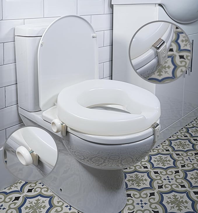 Aidapt 50mm (2") Elevation Raised Comfortable Toilet Seat Easy Fit White