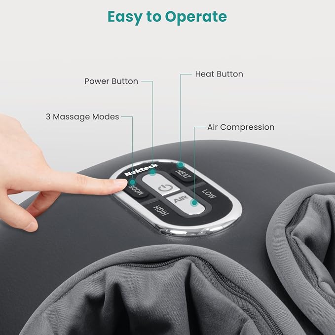 Nekteck Shiatsu Foot Massager with Heat [2026 Upgraded], 3 Modes Deep Kneading Therapy Air Compression, Feet Massage for Plantar Fasciitis, Relaxation Gifts for Men Women Mom Dad Birthday Mother's Day