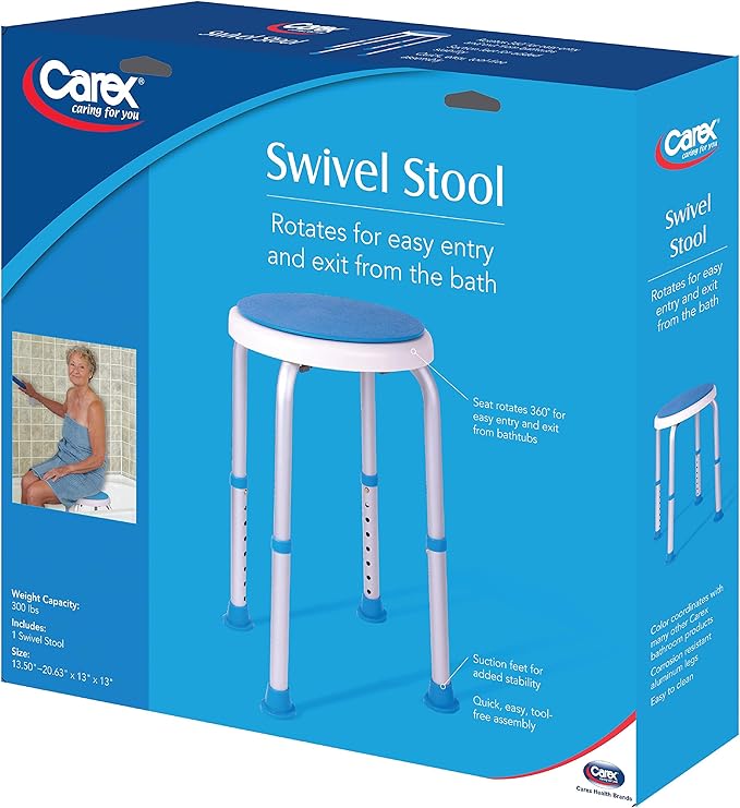 Carex Swivel Shower Stool With Padded Seat, Shower Seat For Seniors, Elderly, Handicap, Disabled, or Those Home From Surgery