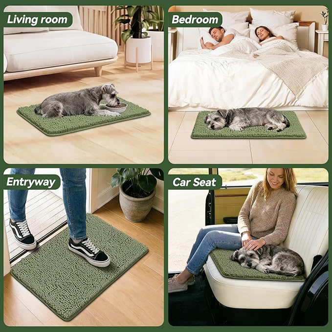 Bcoimo Super Absorbent Dog Door Mat, 30"*20" Anti Slip Mat for Muddy Paws, Pet Rugs for Dirty Paws Washable that Absorbs Moisture and Dirt, for Dog Cage and Pet Resting Carpet