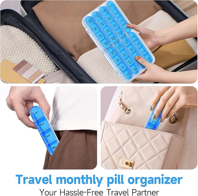 Zoksi Monthly Pill Organizer 1 Times a Day, 30 Day Pill Box Organizer,One Month Pill Case for Travel, 31 Day Daily Medcine Container for Vitamins, Supplement & Medication