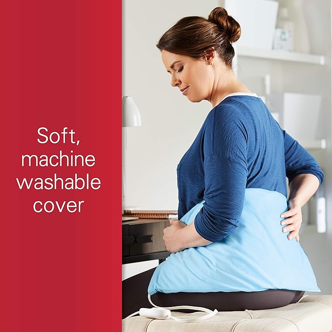 Sunbeam XL Heating Pad for Back Neck and Shoulder Pain Relief with Sponge for Moist Heating Option Extra Large 12 x 24 Blue,(Pack of 6)
