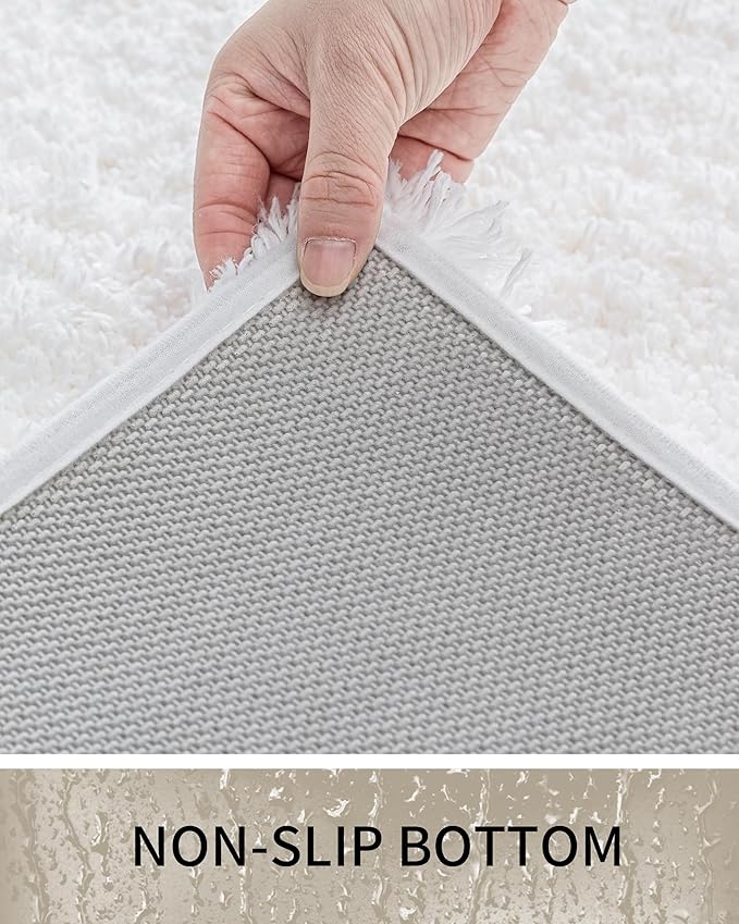 Toilet Rugs U-Shaped Mat 24x22, Contour Bathroom Mat - Ultra Soft & Absorbent Microfiber, Quick-Dry, Machine Washable with High Density Foam Latex Non Slip Backing, White