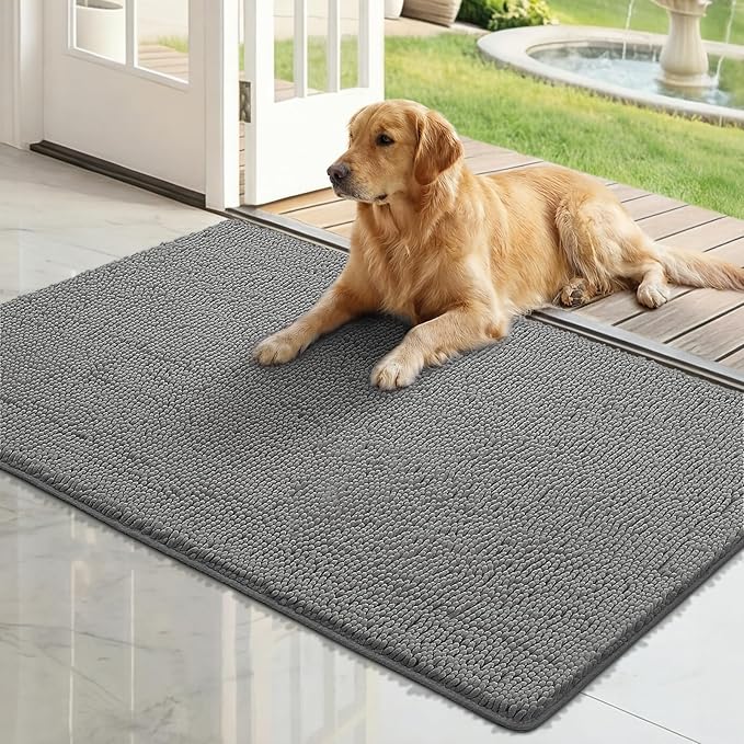 Bcoimo Super Absorbent Dog Door Mat, 48"*30" Anti Slip Mat for Muddy Paws, Pet Rugs for Dirty Paws Washable that Absorbs Moisture and Dirt, for Dog Cage and Pet Resting Carpet