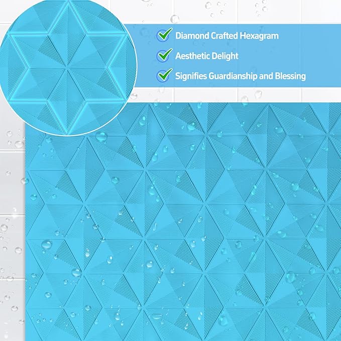 WRISIN Non Slip Bathtub Mat for Bath Tub Shower - Natural Rubber Mat with 241 Suction Cups - Soft Bathroom Safety Mat - Unique Diamond Pattern - Fatigue Relief - Machine Washable - 16 × 28 Inch